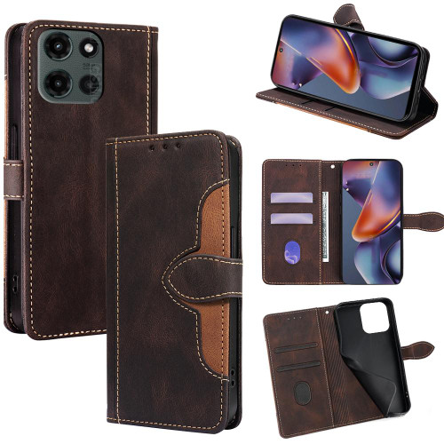 Moto G 2025 Skin Feel Magnetic Buckle Leather Phone Case - Brown
